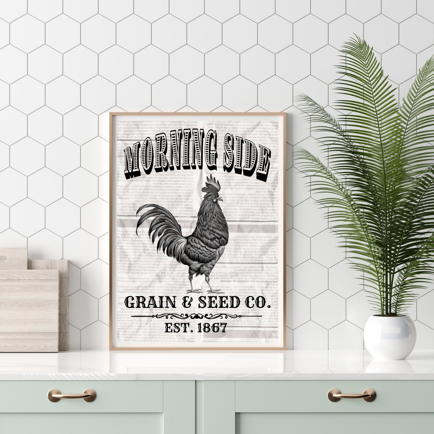 Vintage Farmhouse Rooster Instant Digital Download PNG JPEG SVG