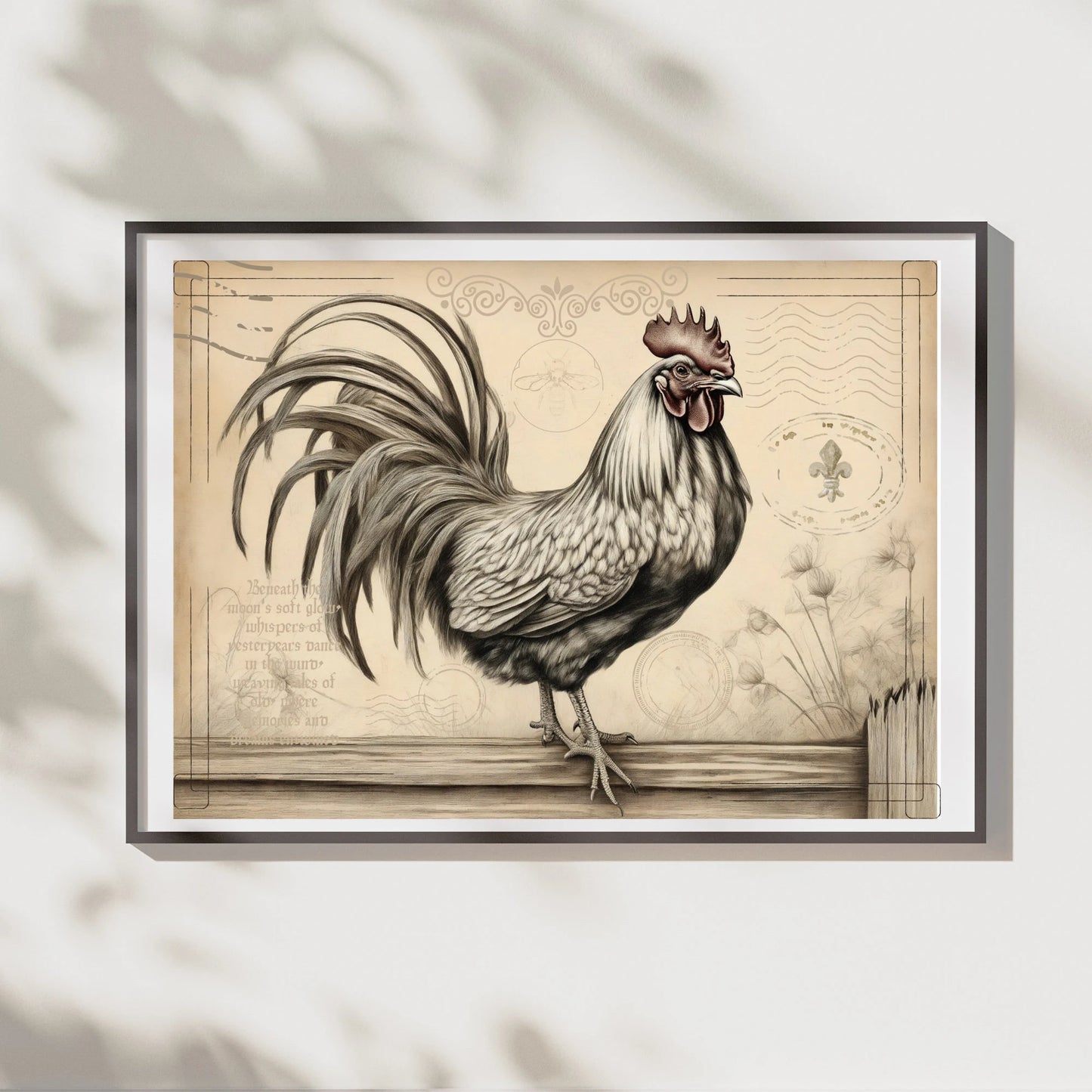 Vintage Farm Rooster Instant Digital Download PNG JPEG SVG Graphic
