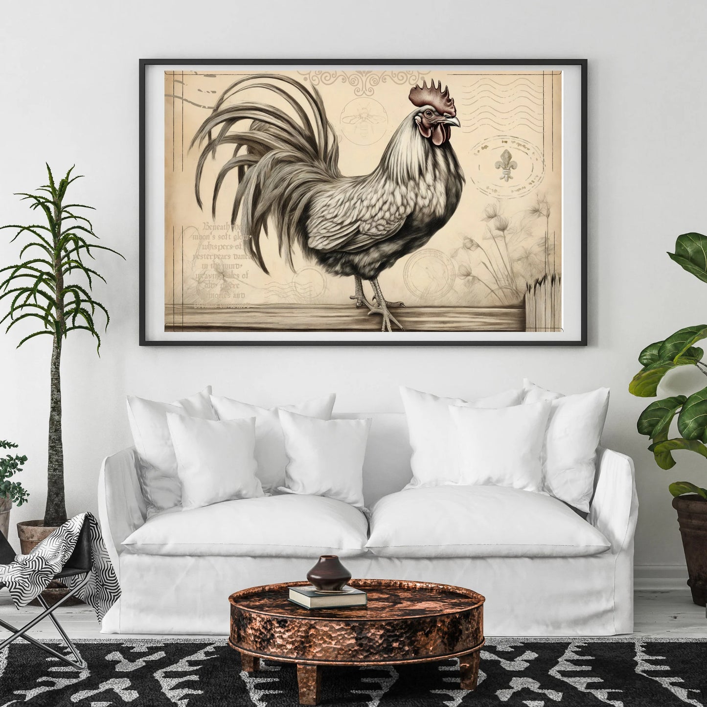 Vintage Farm Rooster Instant Digital Download PNG JPEG SVG Graphic