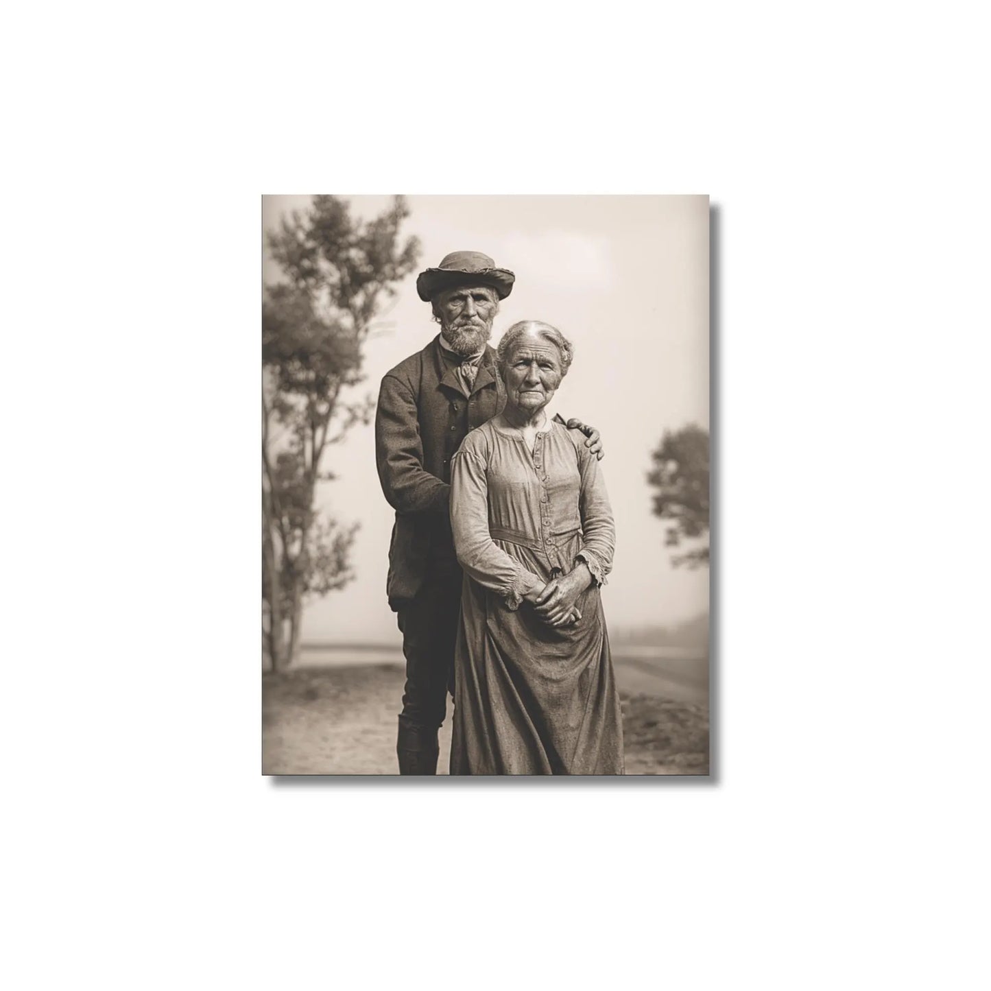 Rustic Farmhouse Couple Portrait - Printable Wall Art, Digital Download PNG JPEG