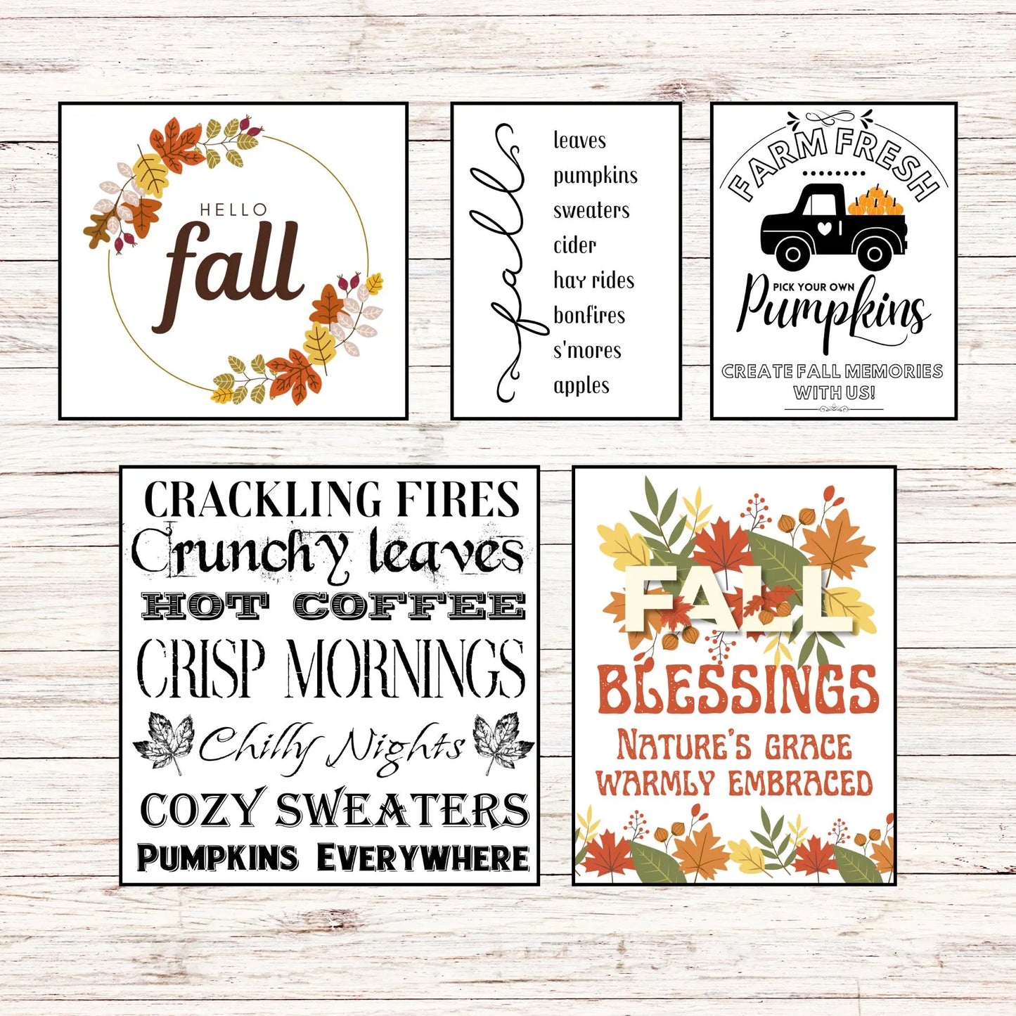 30+ Fall Autumn PNG Graphic Bundle | Vintage Farmhouse Harvest Signs | Pumpkins, Farmers Market, Apple Pie, Thanksgiving Instant Download