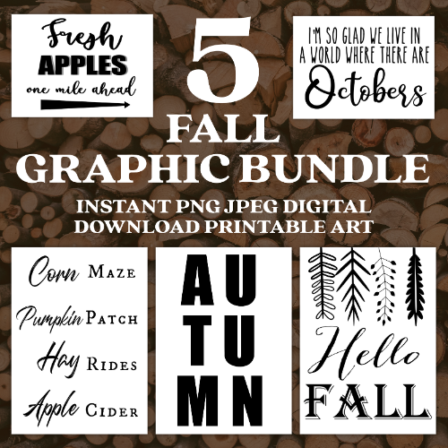 5 Fall Halloween Graphic Bundle Instant digital download PNG SVG JPEG