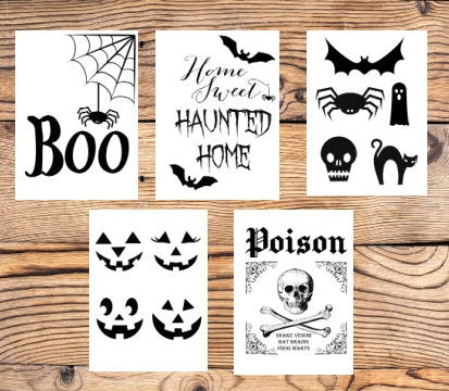 Halloween Bundle 5 Spooky Instant digital downloads PNG JPEG SVG