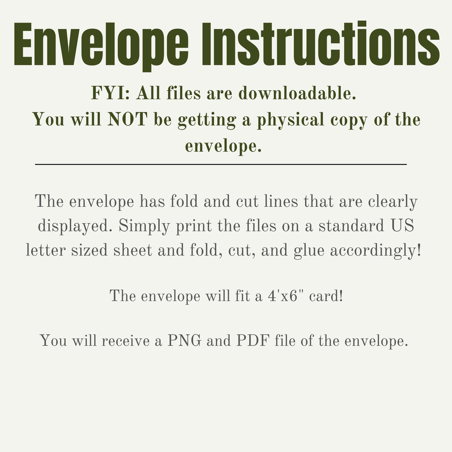 Envelope Printable Template 4x6" Greeting Card Instant Digital Download PDF PNG