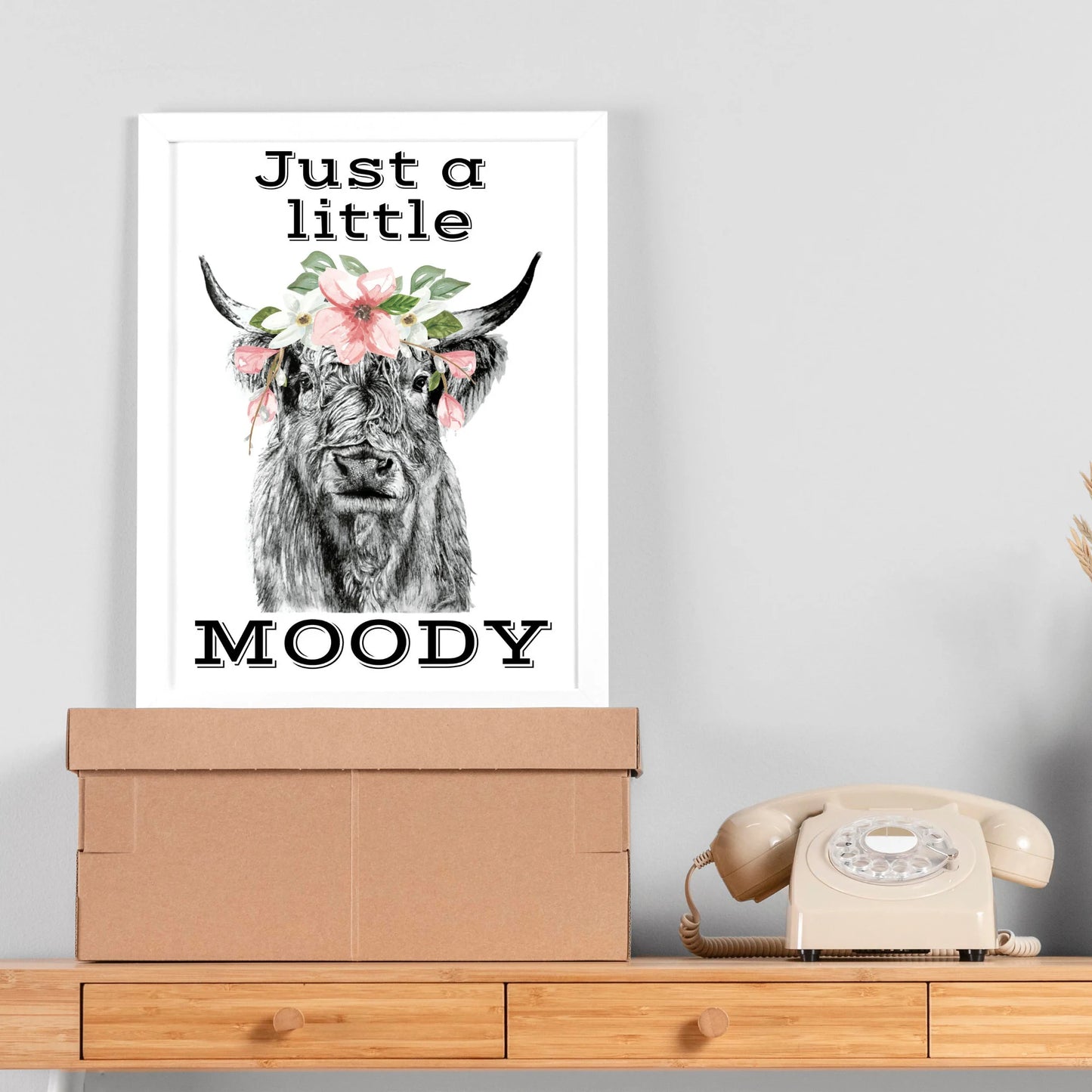 Floral Cow Watercolor Little Moody Instant digital download PNG SVG JPEG