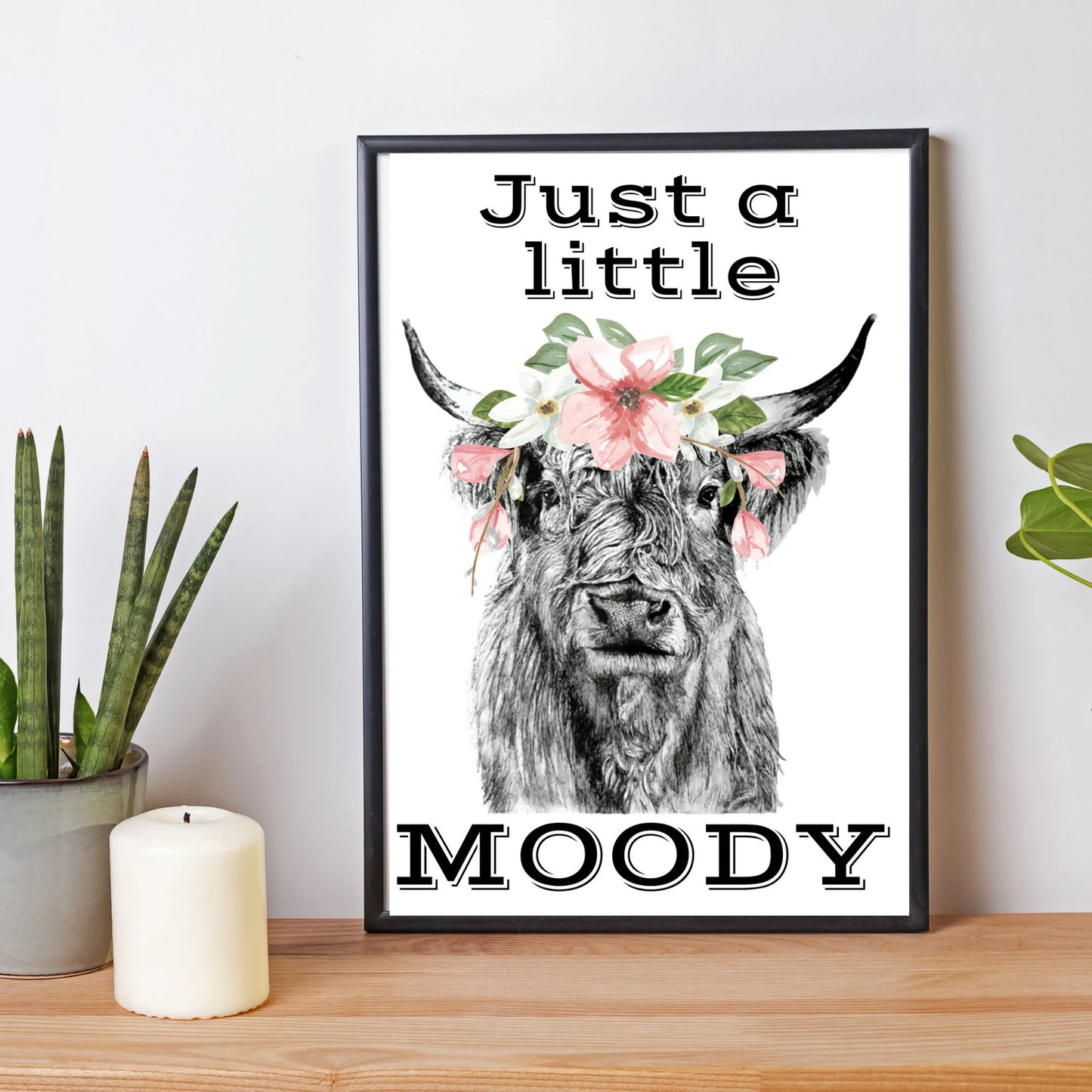 Floral Cow Watercolor Little Moody Instant digital download PNG SVG JPEG