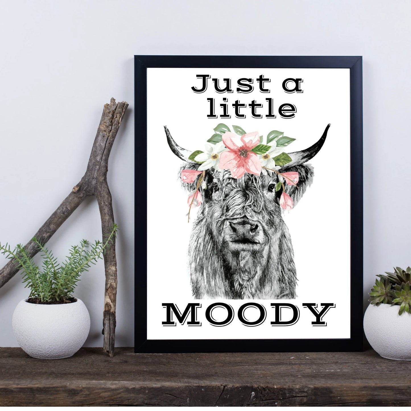 Floral Cow Watercolor Little Moody Instant digital download PNG SVG JPEG