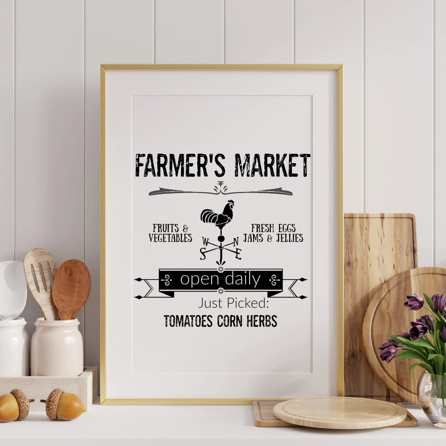 Farmhouse Farmer's Market Printable Graphic Instant PNG JPEG digital download