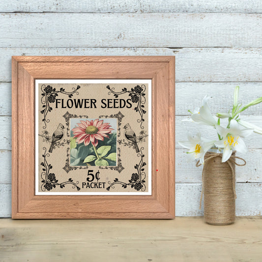 Vintage Flower Garden Seeds Packet - Instant Download Printable PNG JPEG *