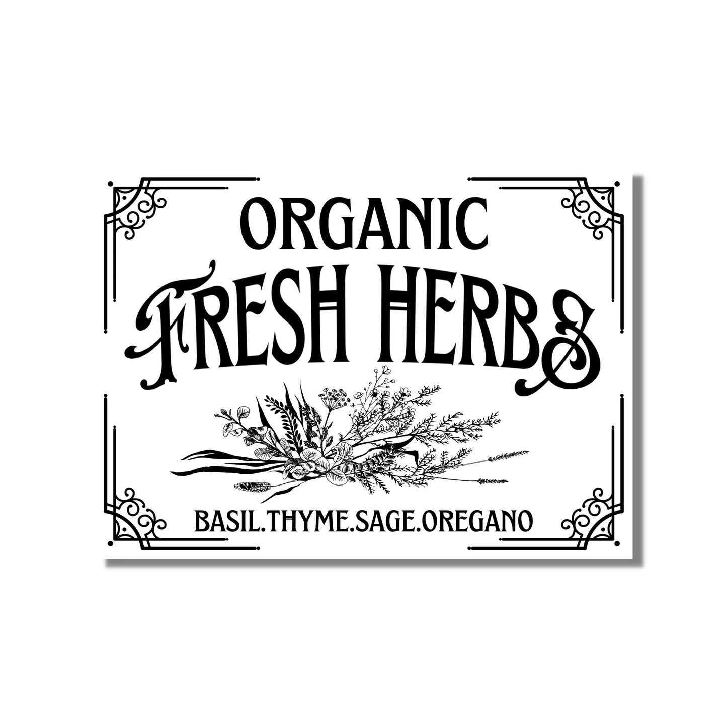 Garden Organic Fresh Herbs Sign Instant digital download PNG JPEG SVG