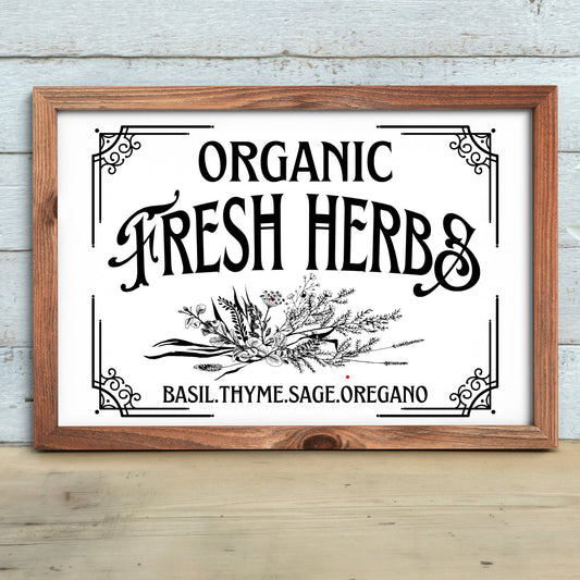 Garden Organic Fresh Herbs Sign Instant digital download PNG JPEG SVG