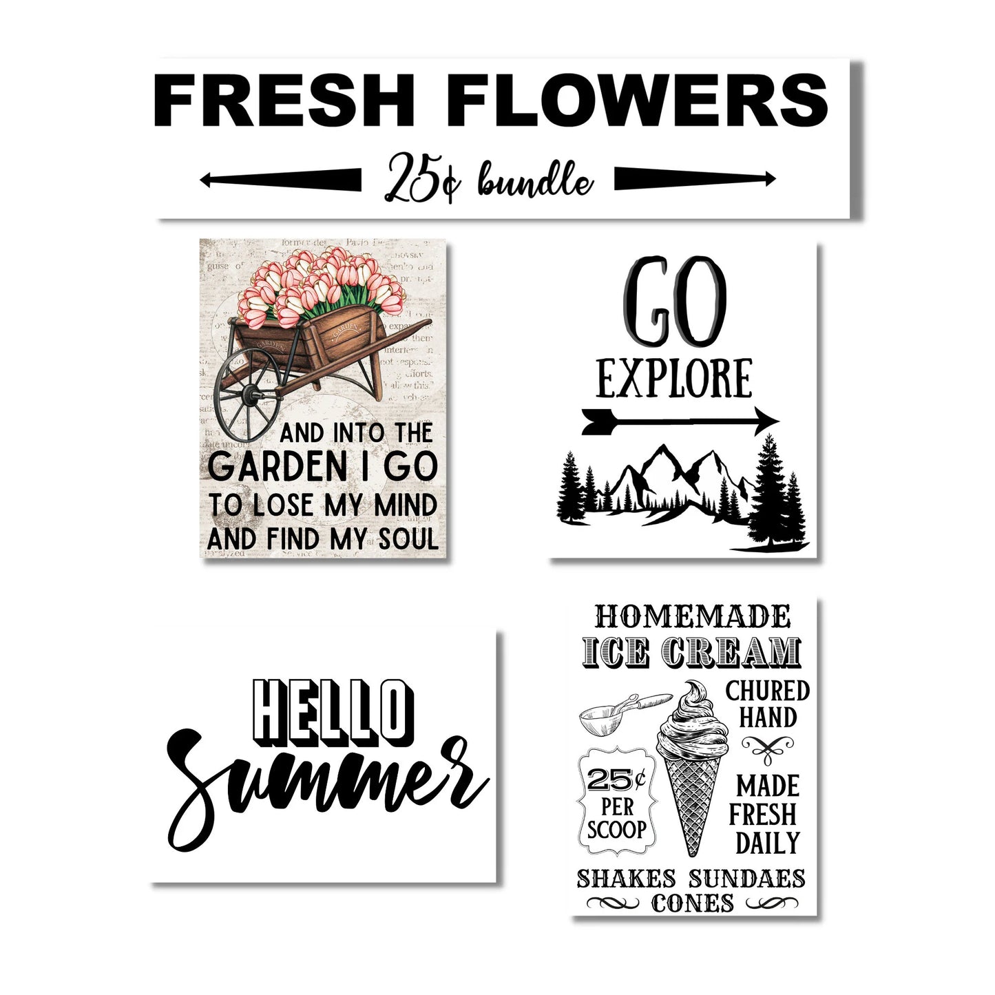 25 Summer Farmhouse Bundle Printables Instant Downloads PNG JPEG SVG