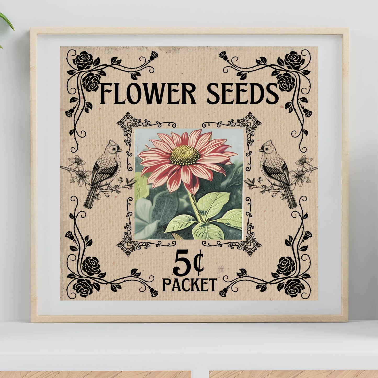 Vintage Flower Garden Seeds Packet - Instant Download Printable PNG JPEG *