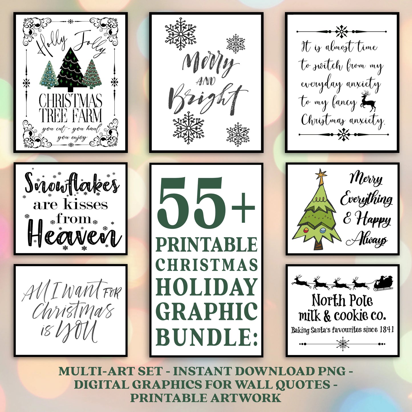 55+ Christmas Holiday Graphic Bundle Instant Digital Download PNG SVG JPEG