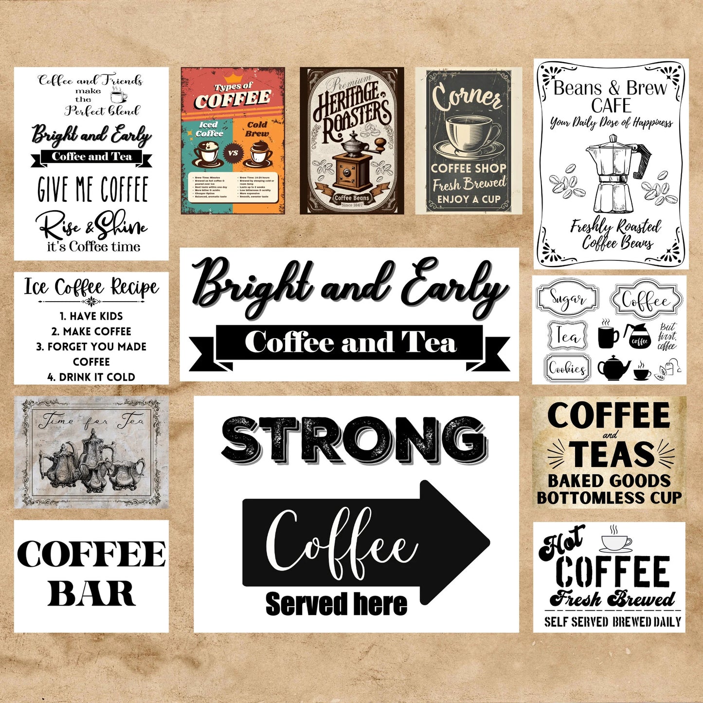 20+ Coffee Shop Graphics Instant Printable Downloads PNG, JPG, SVG Coffee Lovers