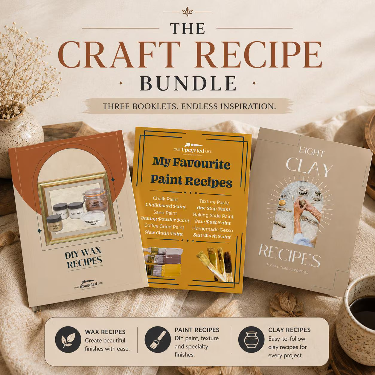 DIY Craft Recipe Bundle | Paint, Clay & Wax Recipes | Printable PDF