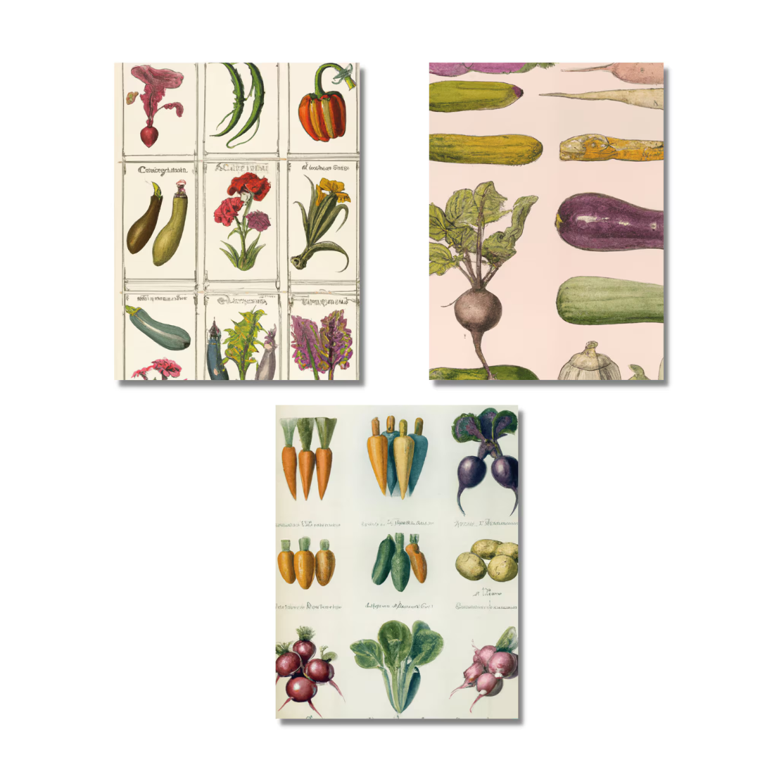 Vintage Harvest: 6 Printable Garden Collage Bundle Download Now PNG JPEG SVG